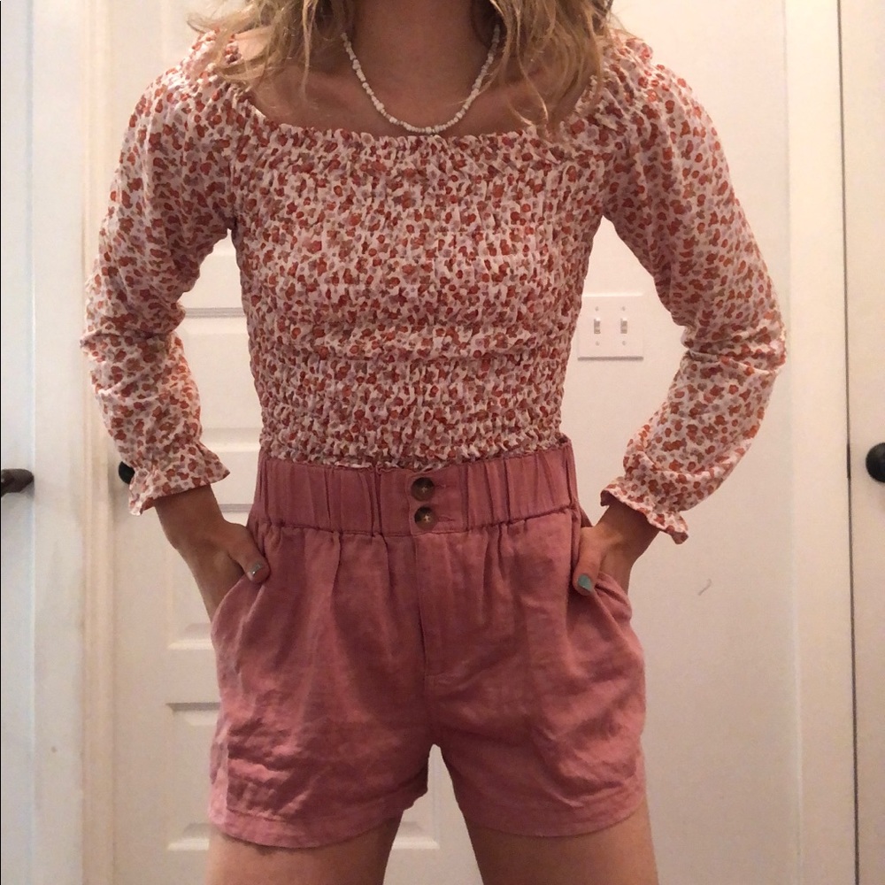 Pink Linen Shorts